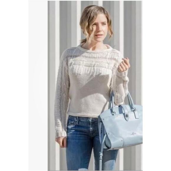 Ramy Brook Wool Fringe Cream Jessica Pullover Sweater‎ - Picture 4 of 14